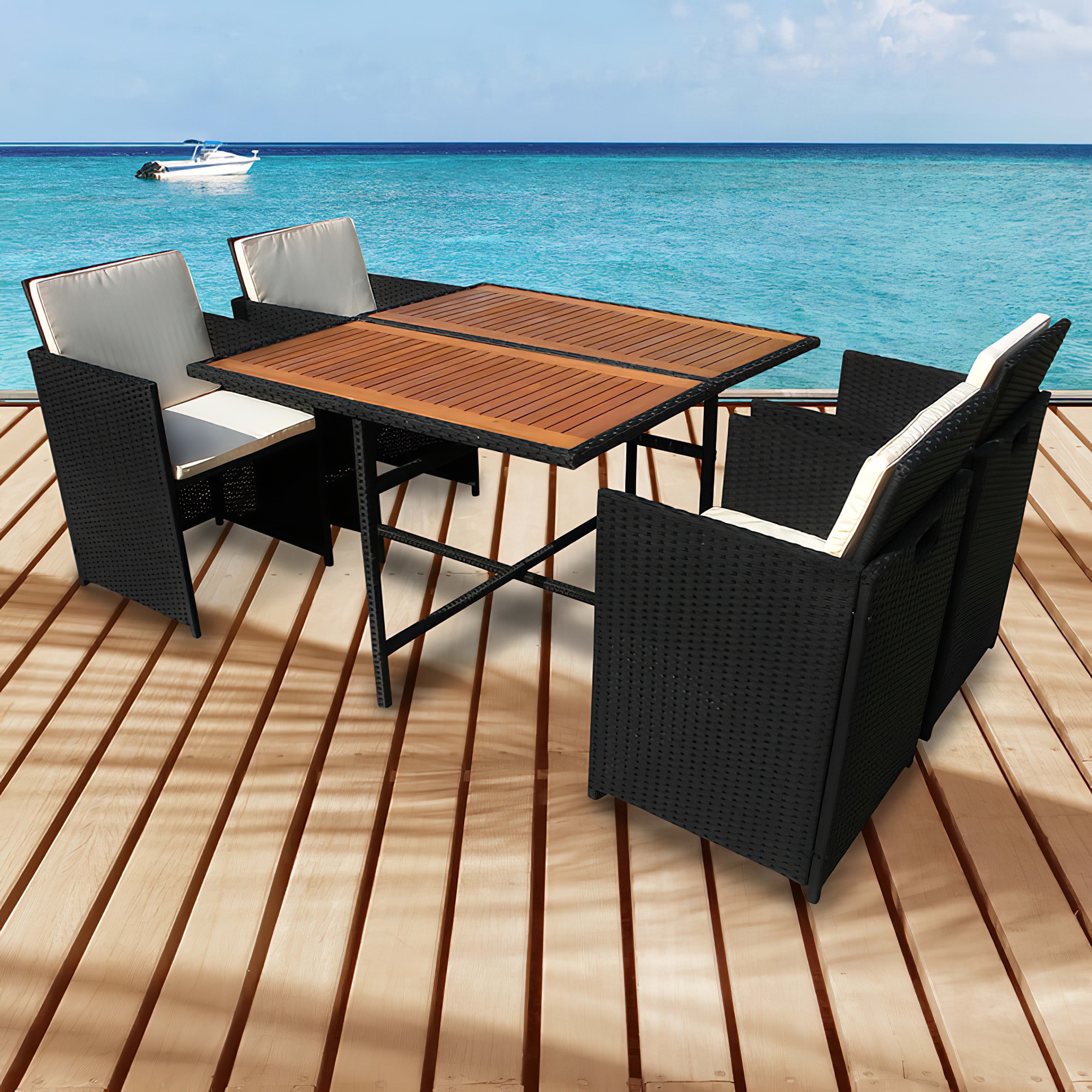 4-Sitzer Rattan Sitzecke - schnell verstaubar - Nicruma Möbelset