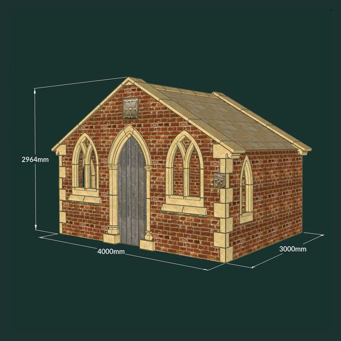Großes Gartenhaus aus Stein mit antiken Fenstern & Türbogen - Wallasey House