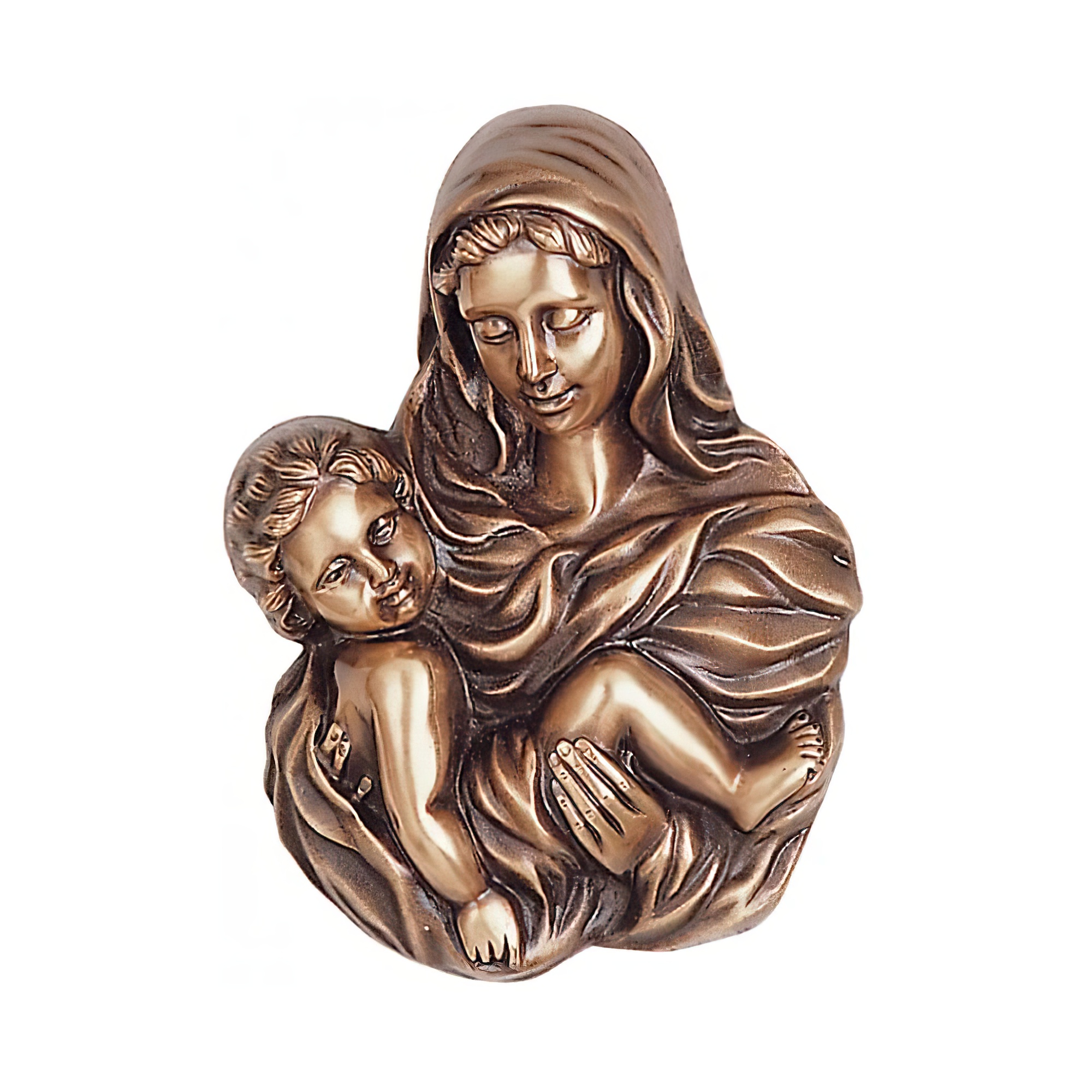 Wandrelief Maria mit Kind aus Bronze/Aluminium - Madonna Thekla / Aluminium dunkelgrau
