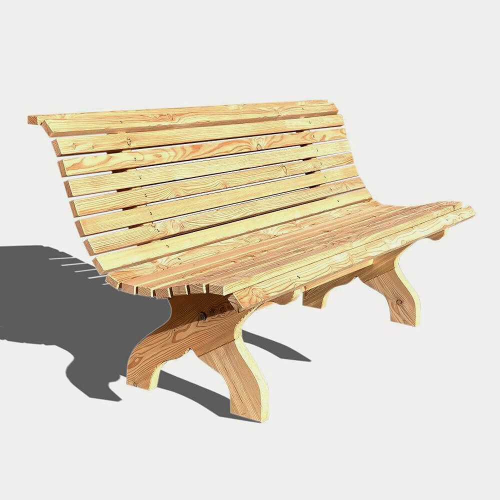 Stilvolle Gartenbank aus Lärchenholz mit Rückenlehne - Banca Solido / 160cm