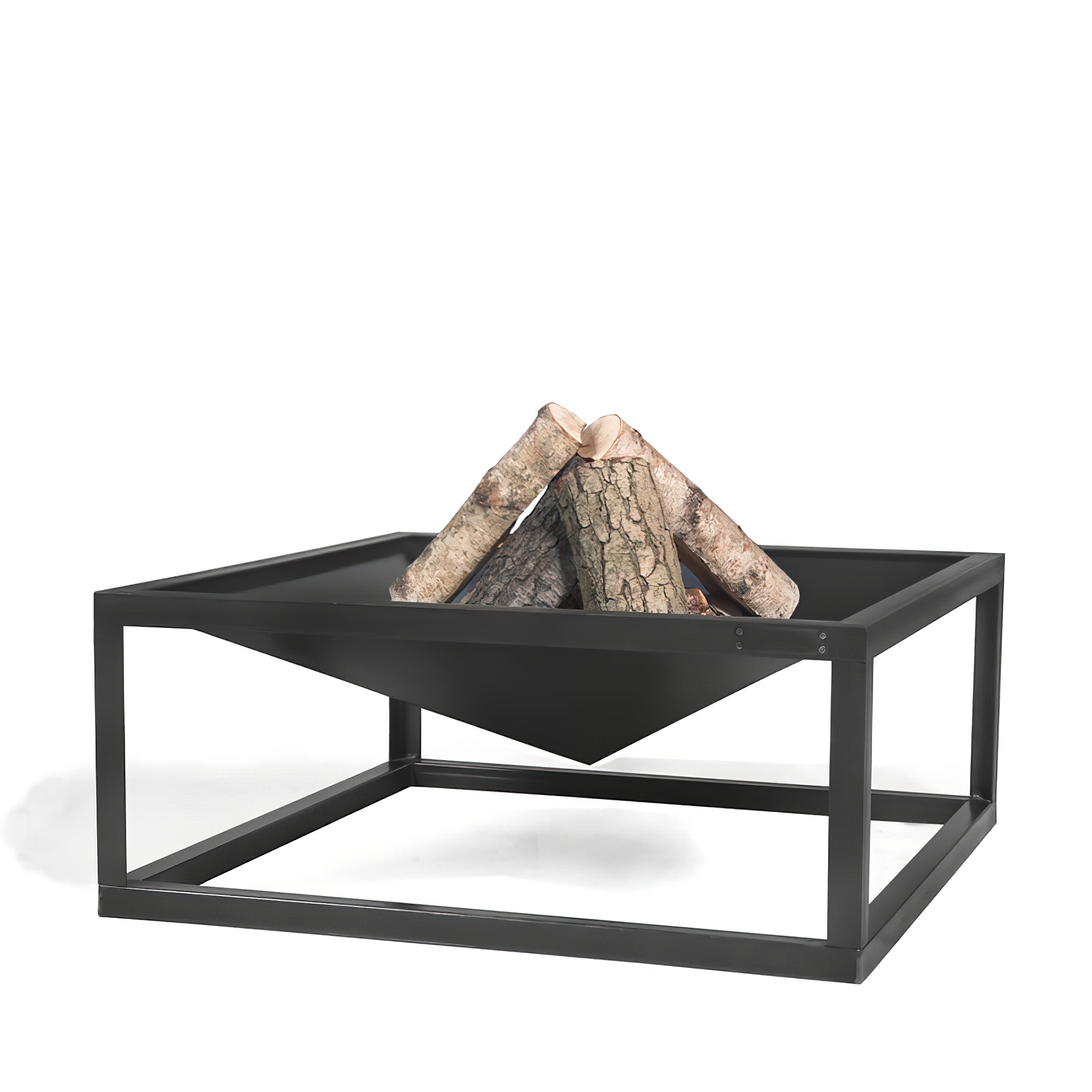 Moderne Feuerschale - Pyramide - viereckig mit Standfuß  - Chara Feuerschale / ohne Abdeckung