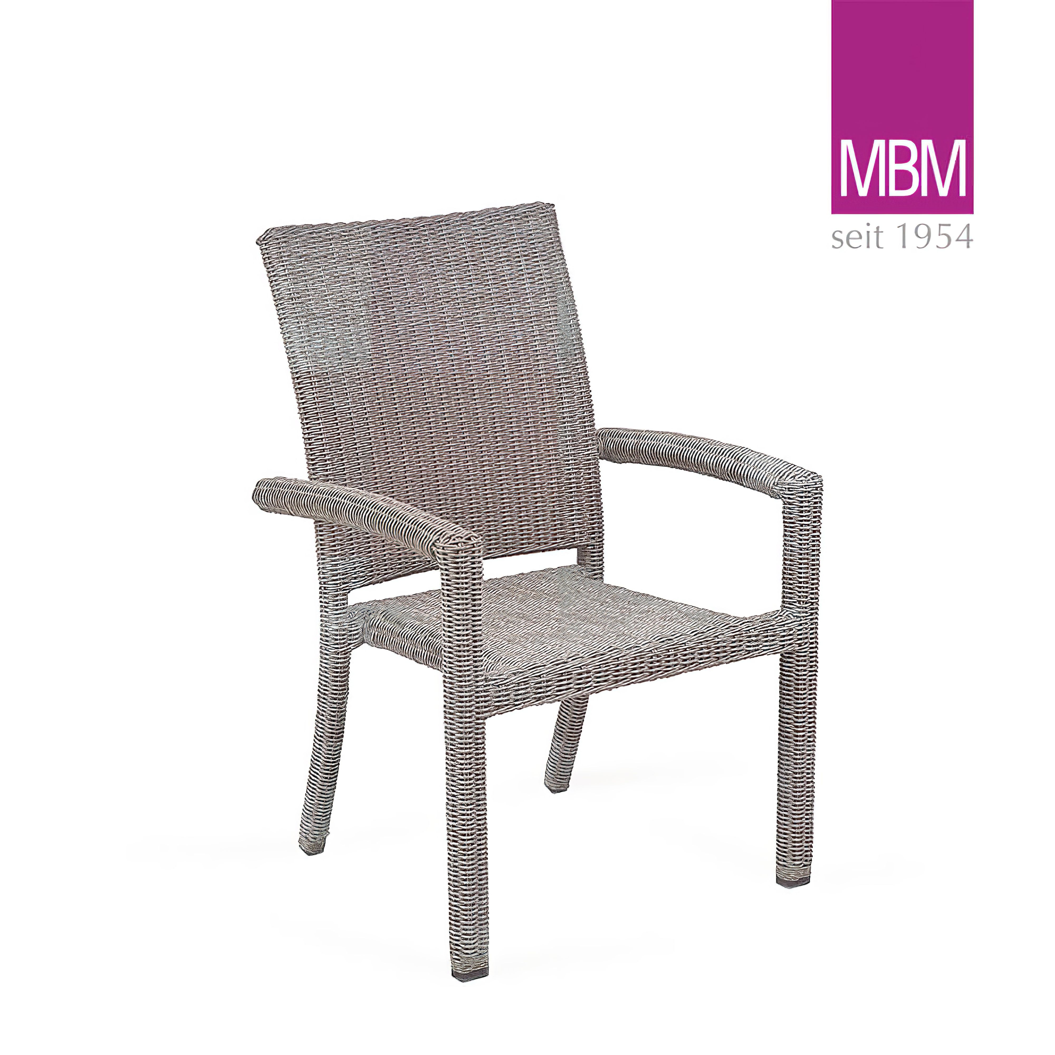 Stapelbarer Gartenstuhl mit Armlehnen - MBM - Alu & Geflecht - Sessel Bellini / ohne Sitzkissen