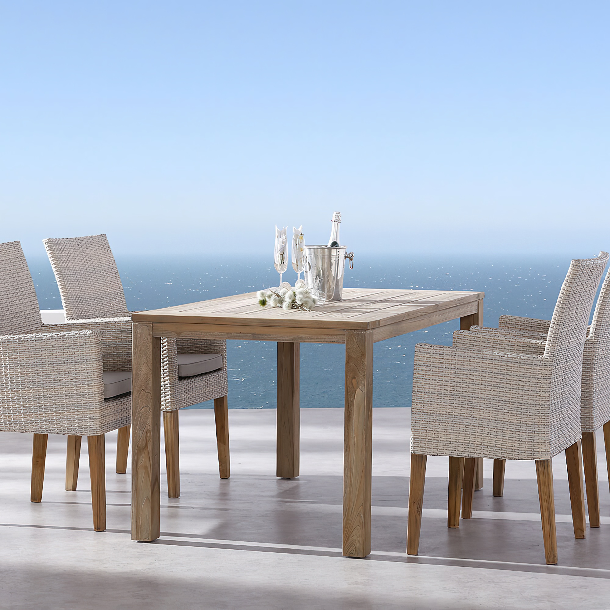 Stilvolle Holz Gartengarnitur mit 4 Stühlen - Vimen Möbel-Set