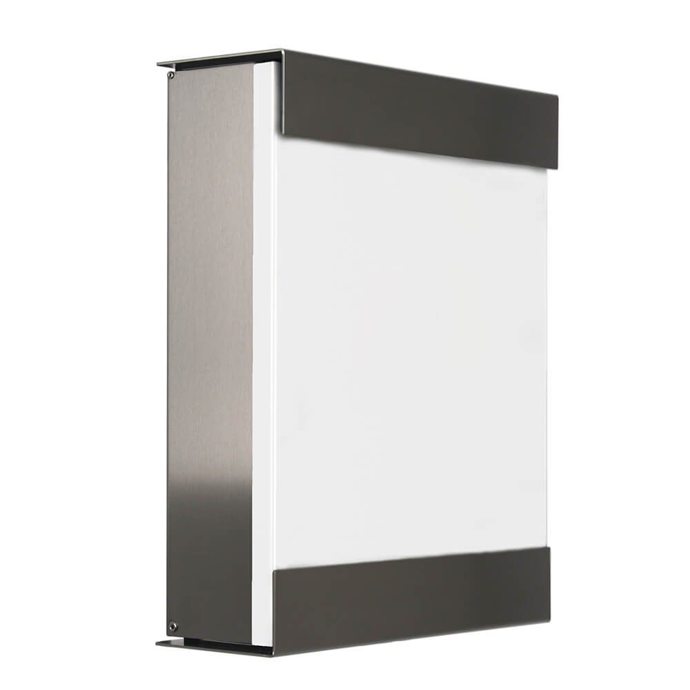 Edelstahl Briefkasten mit weiß lackierter Front - Brontes