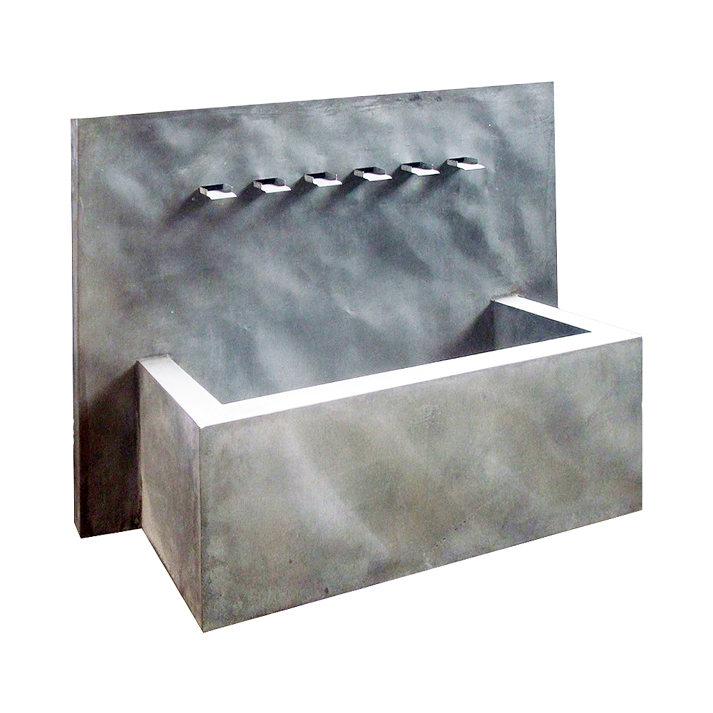 Wasserfall Gartenbrunnen aus Metall mit schmalen Ausläufen - Entegrimus / Stahl galvanisiert