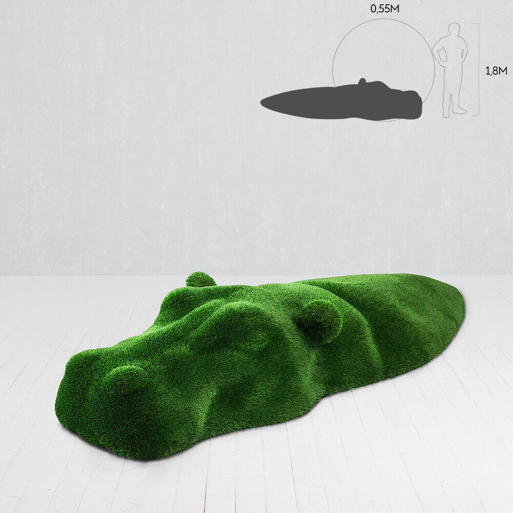 Nilpferd im Wasser - Topiary/Formschnitt Gartenfigur - grün - Nihal