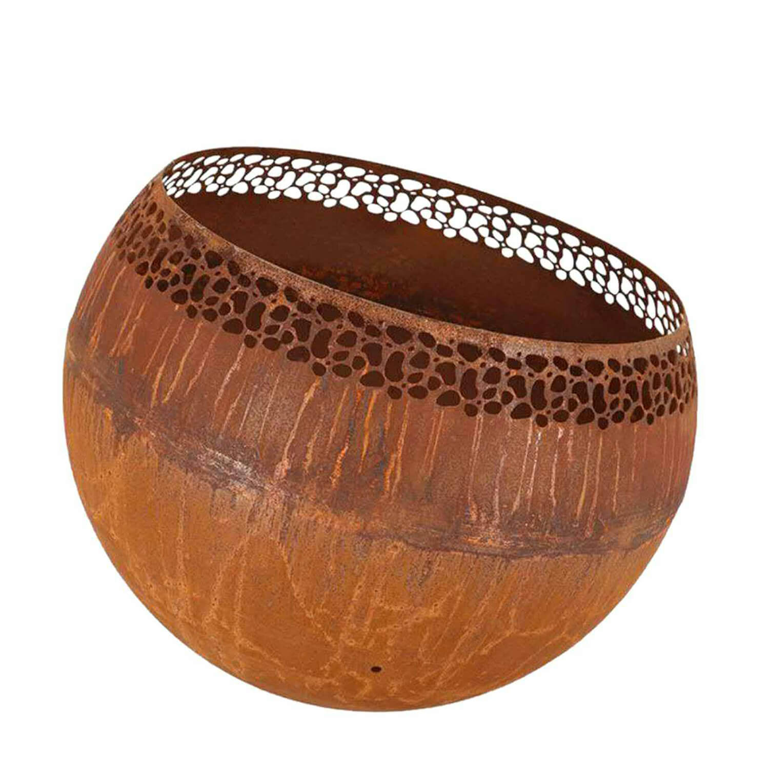 Runder Feuerball für draußen mit Rostpatina - Kureana