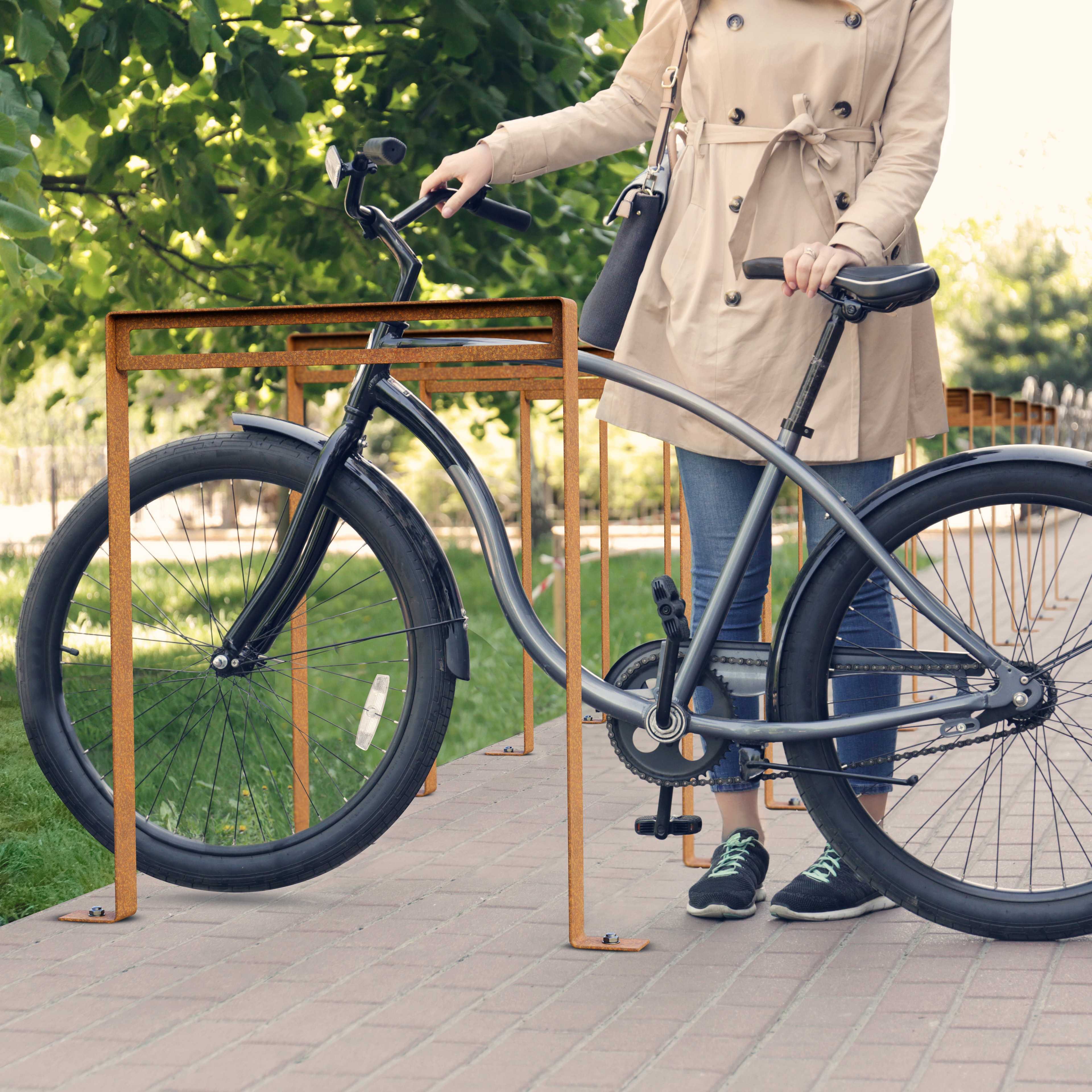 Cortenstahl Fahrradparker stilvolle und stabile Fahrradhalterung