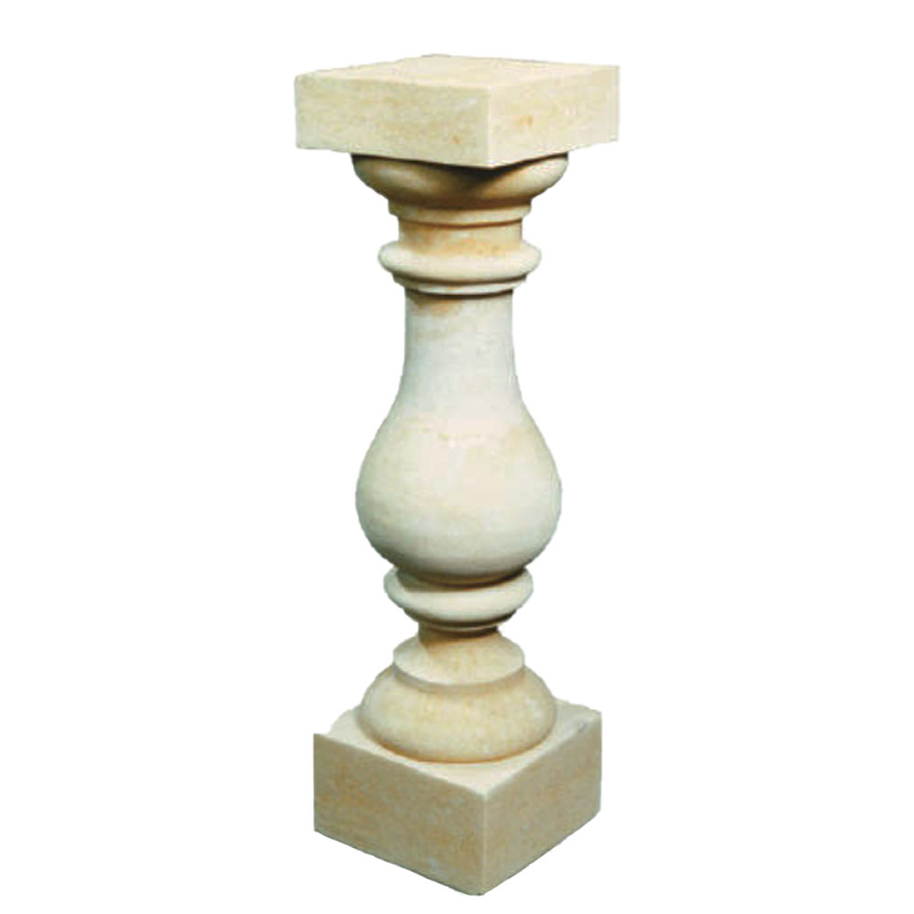 Bauchige Säule im zeitlosen Design für Gartenfiguren aus Steinguss - Amidi / Portland weiß