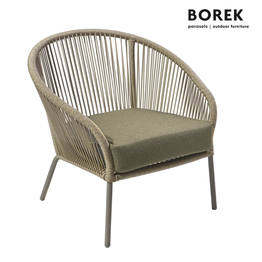 Garten Loungesessel von Borek - Aluminium - mit Kissen - beige & braun meliert - Colette Klubsessel