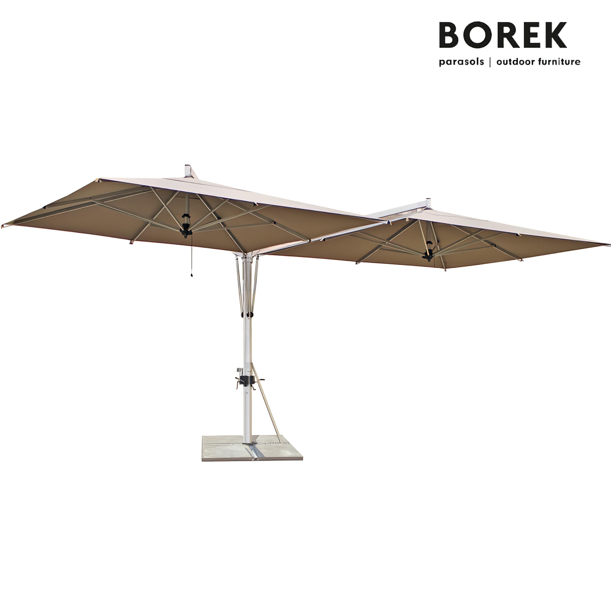 2-fach Sonnenschirm - Ampelschirm XXL - Kurbel-System - Borek - Duo Sonnenschirm / Taupe