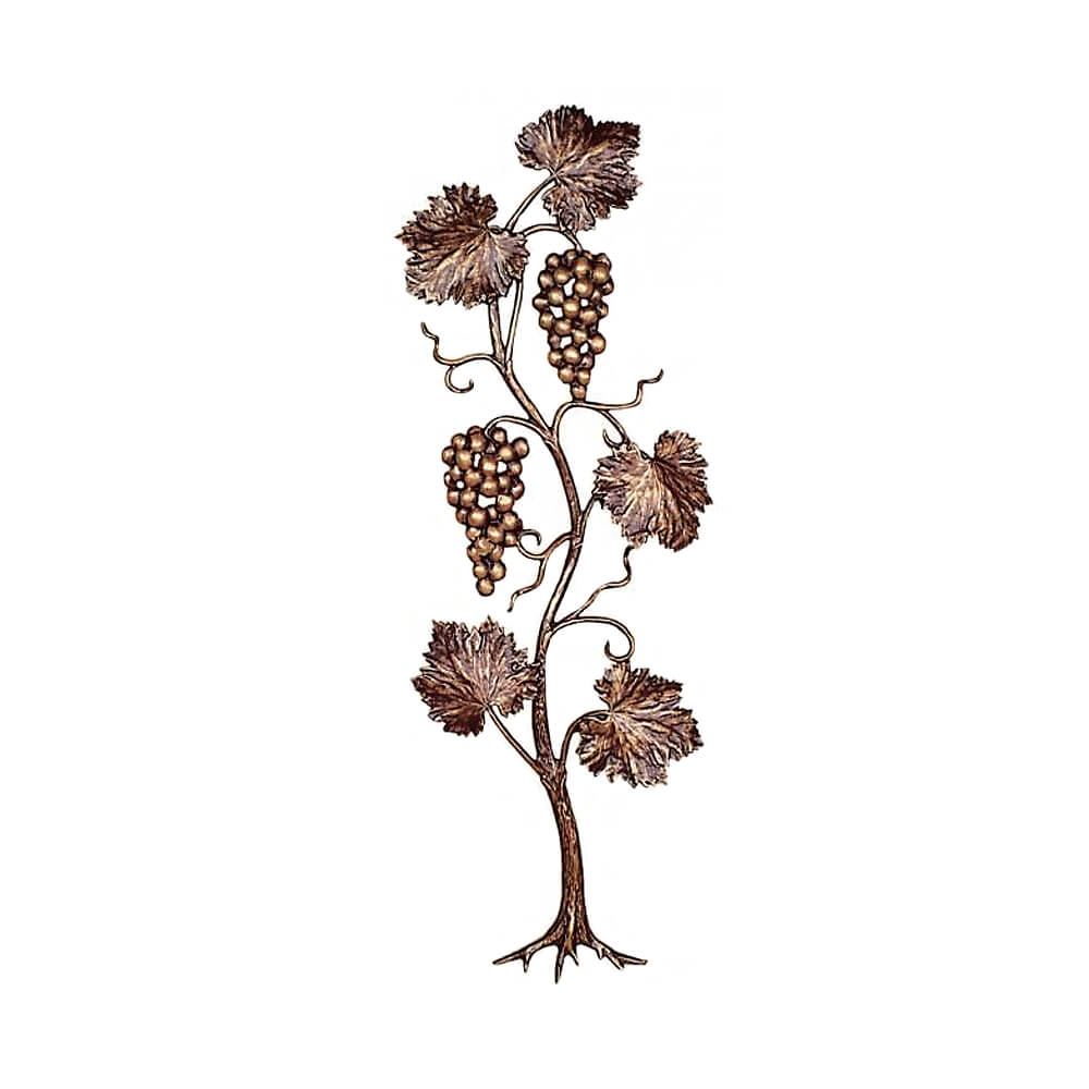 Rebe mit Weintrauben aus Bronze als Wanddeko - Rebstock Bron / Bronze braun