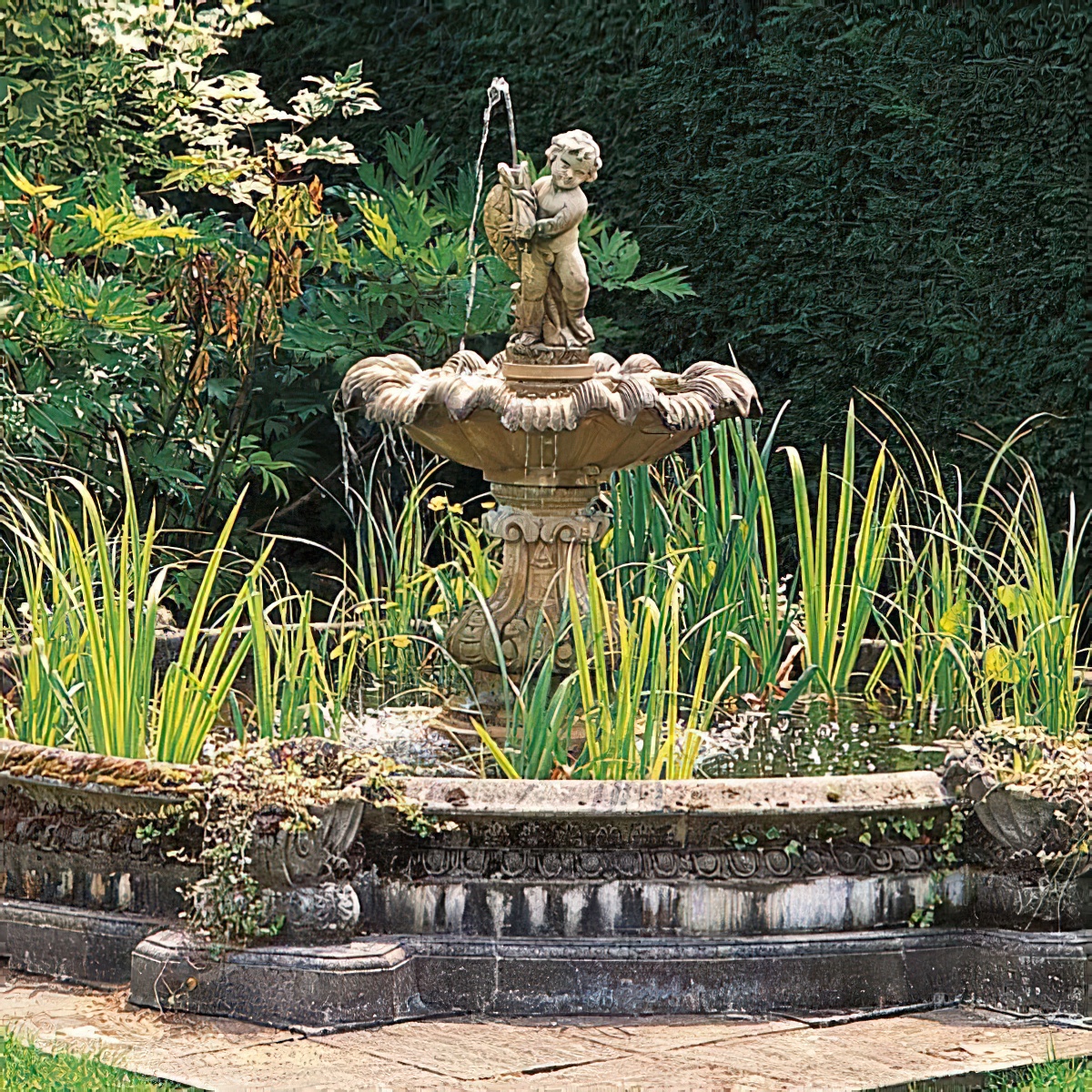 Großer Kaskaden Springbrunnen Sandstein - Guscio Rago / Sand / 420cm (Außendurchmesser)