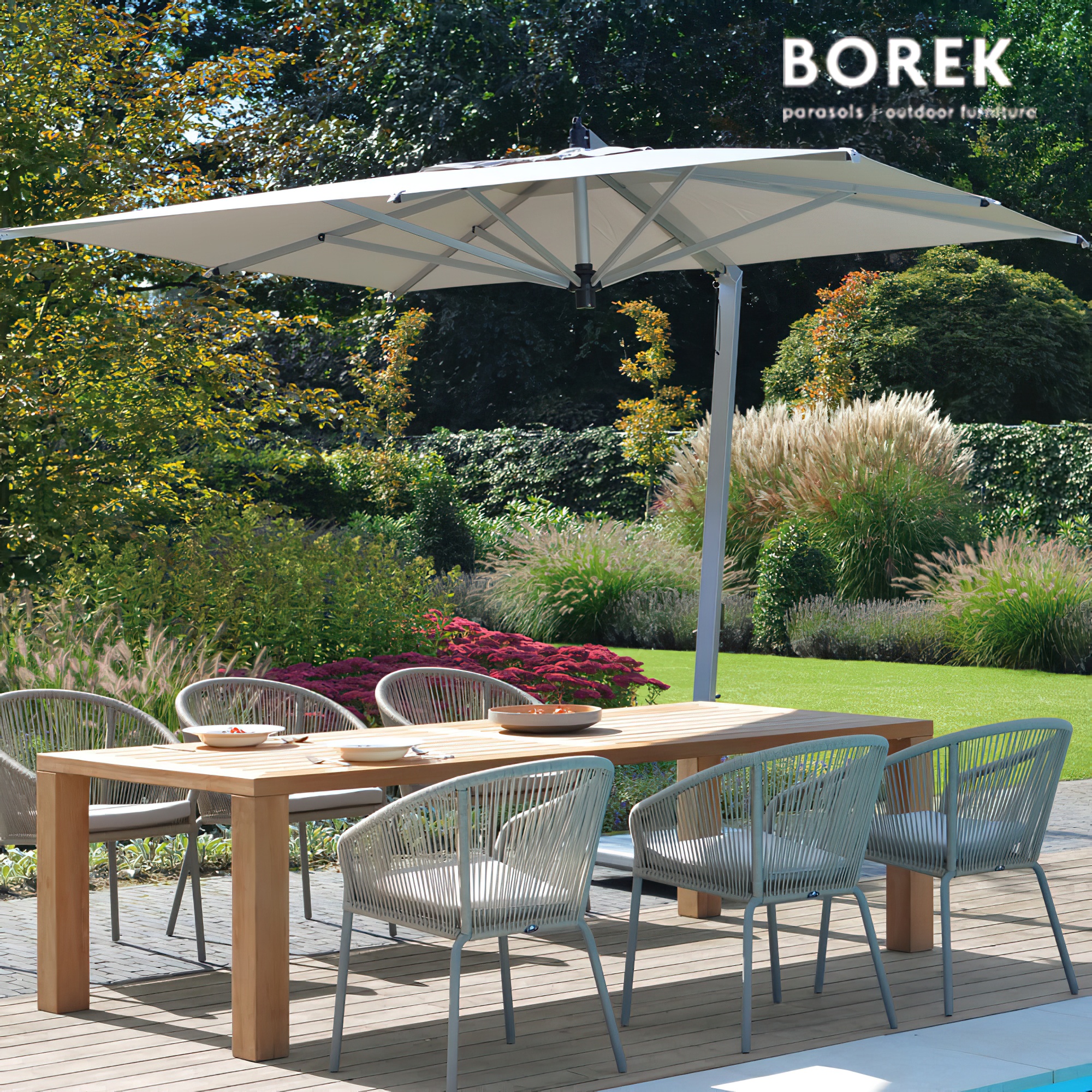 Moderner Sonnenschirm Ampelschirm - Aluminium - mit Kurbelsystem - 280x280cm - Borek - Ischia Sonnenschirm silver / Schwarz