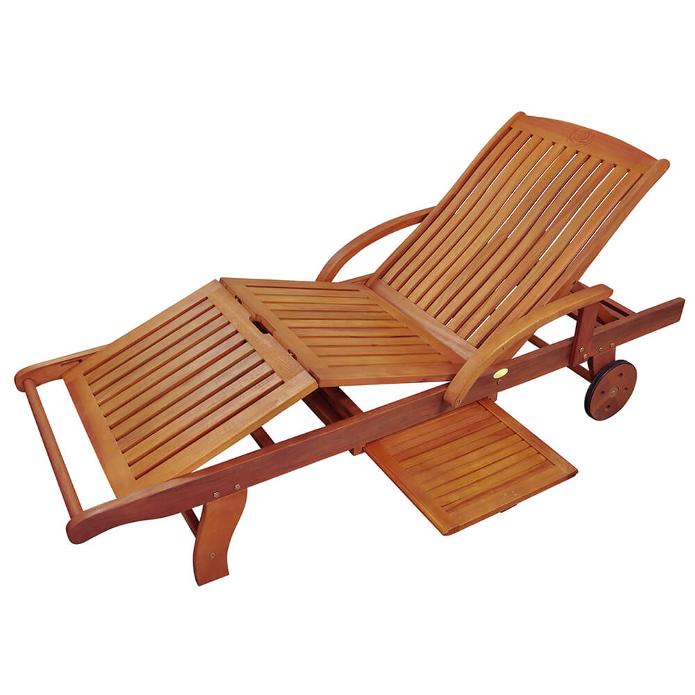 Verstellbare Sonnenliege mit Rollen aus Holz - wetterfest - Eudesmia Sonnenliege