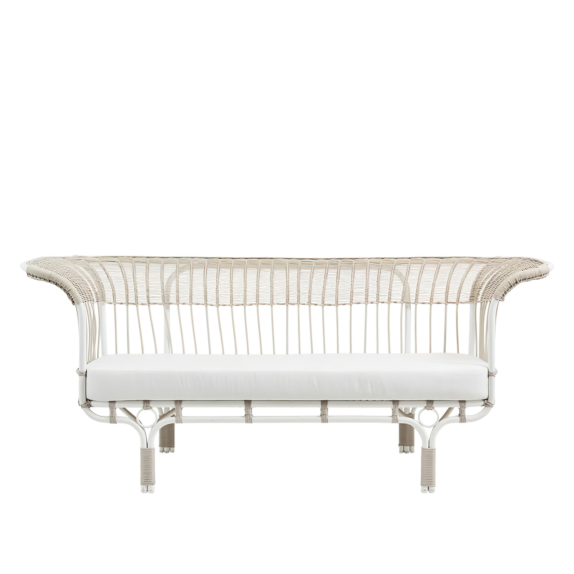 Modernes weißes Outdoor-Sofa aus Alu-Rattan - Gartensofa Enna / ohne Sitzkissen