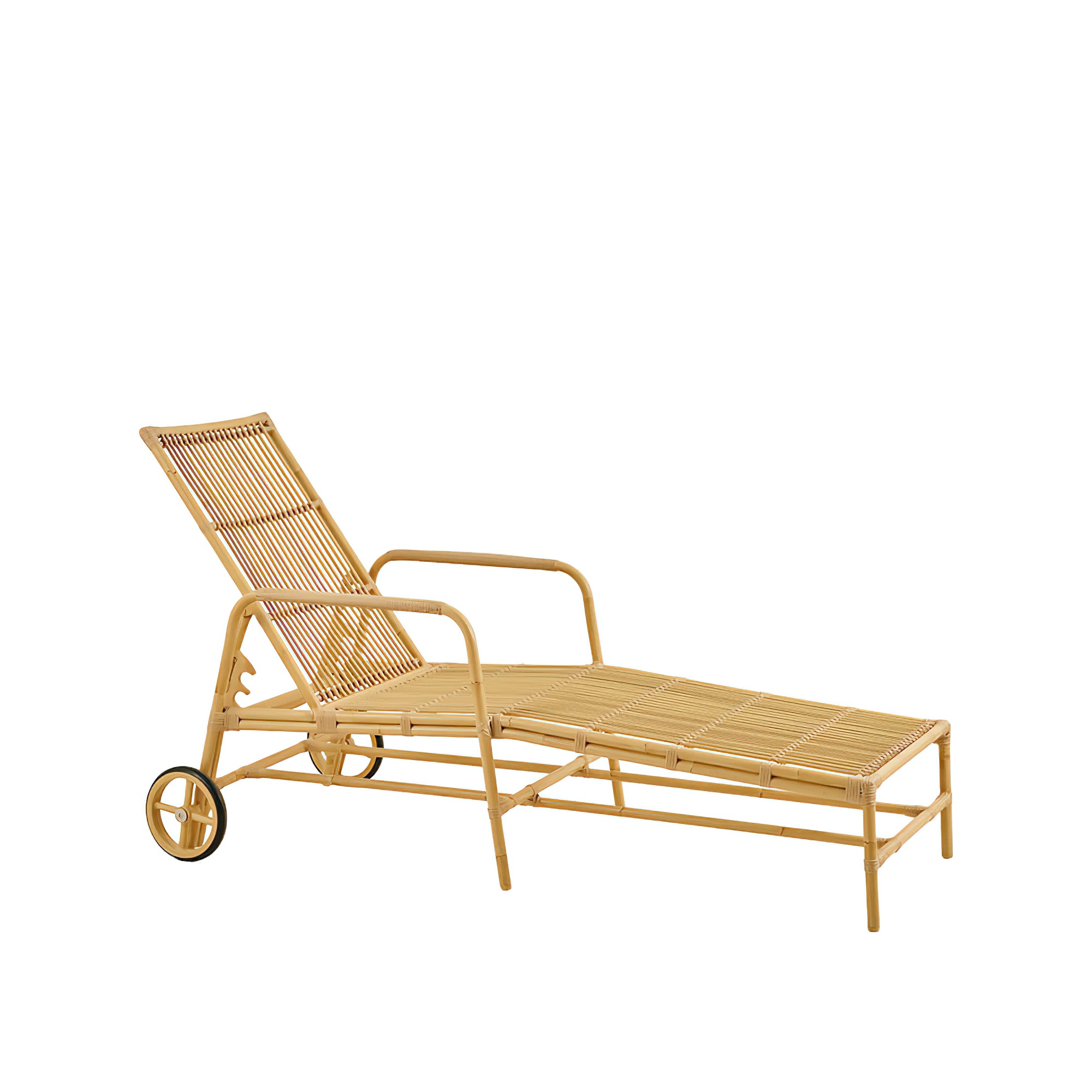 Hellbraune Sonnenliege aus Alu-Rattan mit Rollen - Sonnenliege Gerda / ohne Kissen