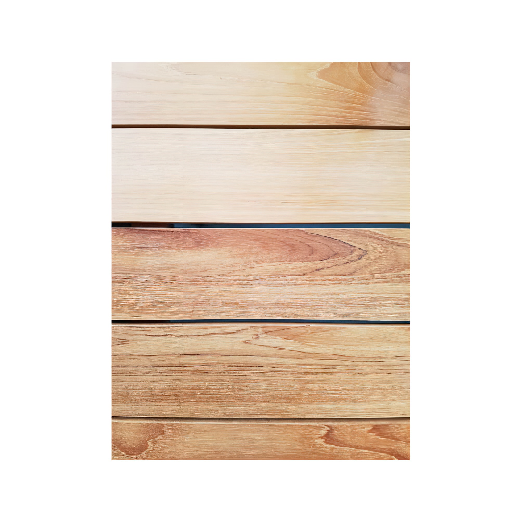 Diversi listelli in legno di vari colori, ideali per mobili e decorazioni da giardino