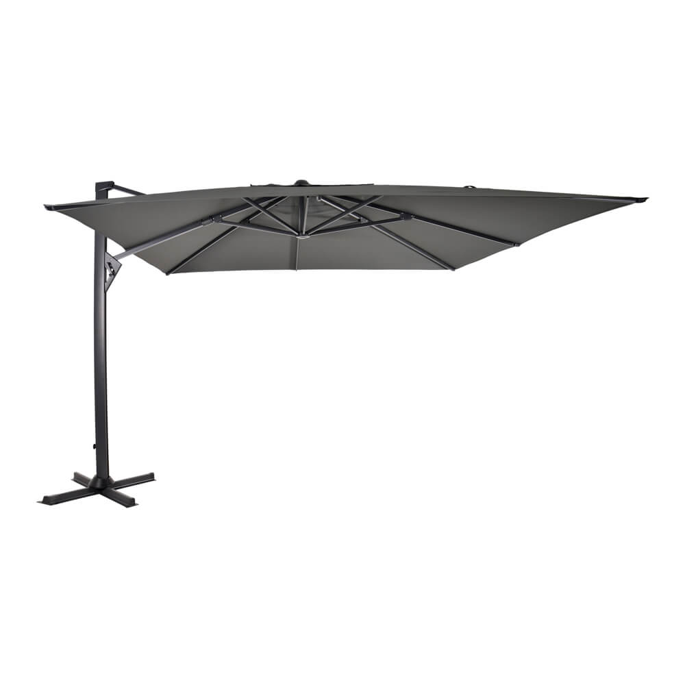 Eckiger Sonnenschirm rotierbar - 300x400cm - Ampelschirm Igora / Grau