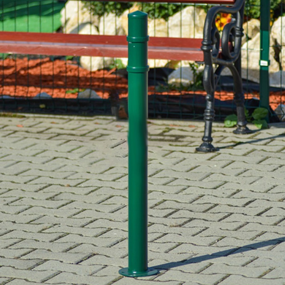 Schlichter runder Straßenpoller aus Gusseisen - Hafthor / Grün