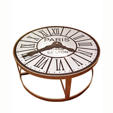 Table de jardin ronde avec cadran d'horloge vintage