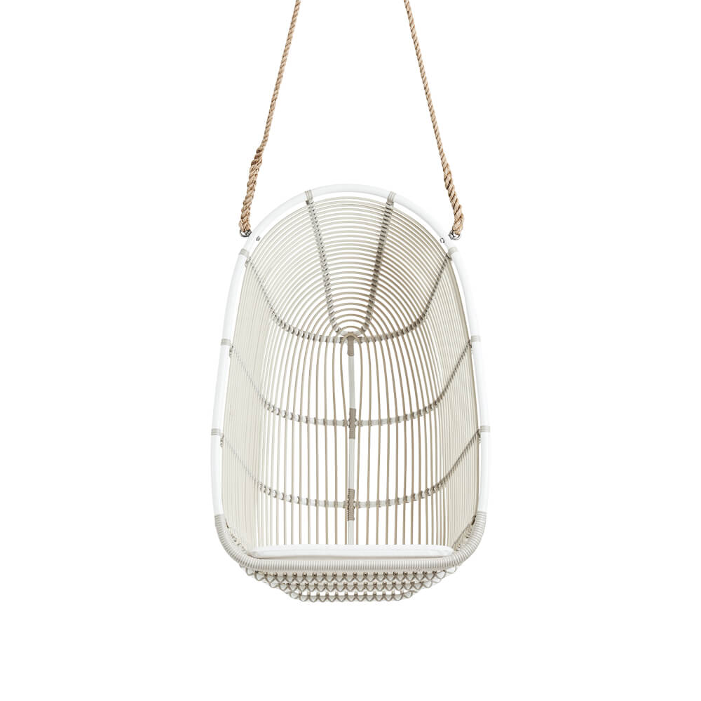 Weißer Outdoor Hängesessel aus Aluminium mit Seil  - Hängesessel Erla / ohne Sitzkissen