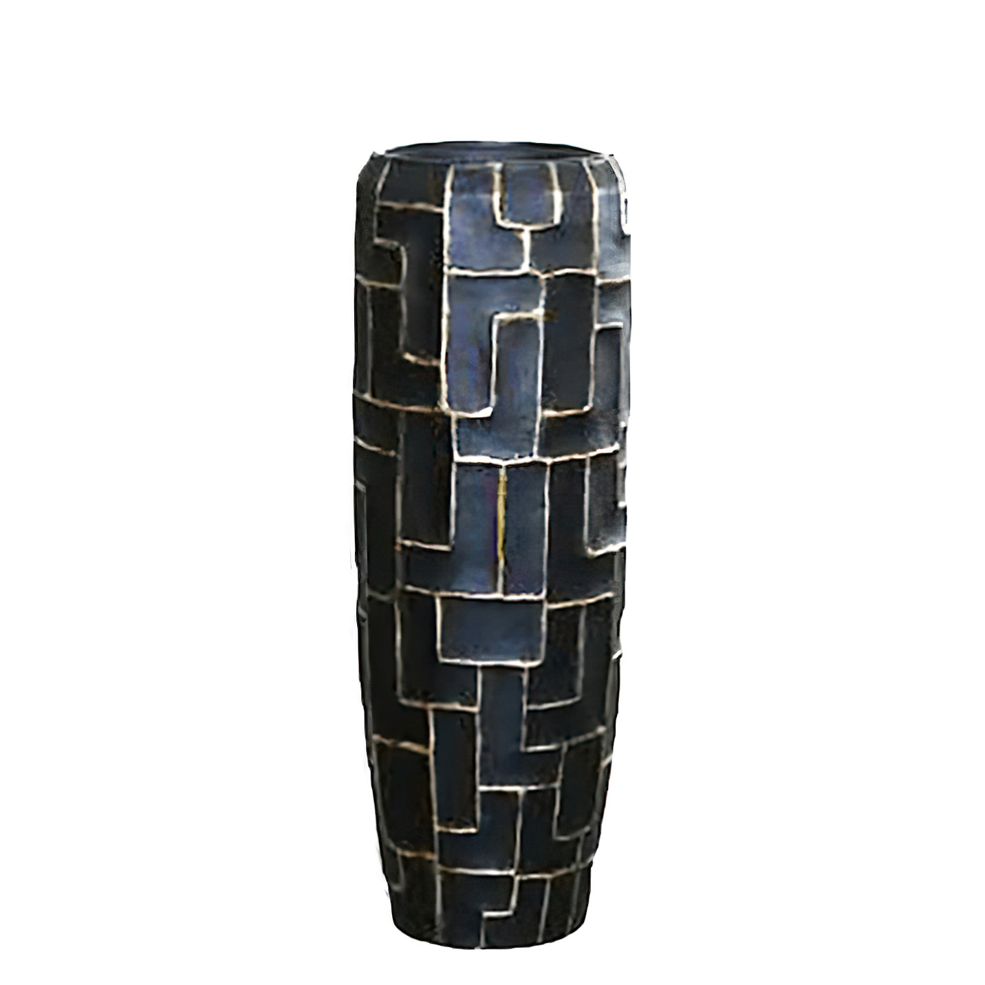Edle XXL Vase mit Einsatz aus Polystone - Schwarz&Gold - Ayana / 98x35cm (HxDm) / ohne Wasserstandsanzeiger