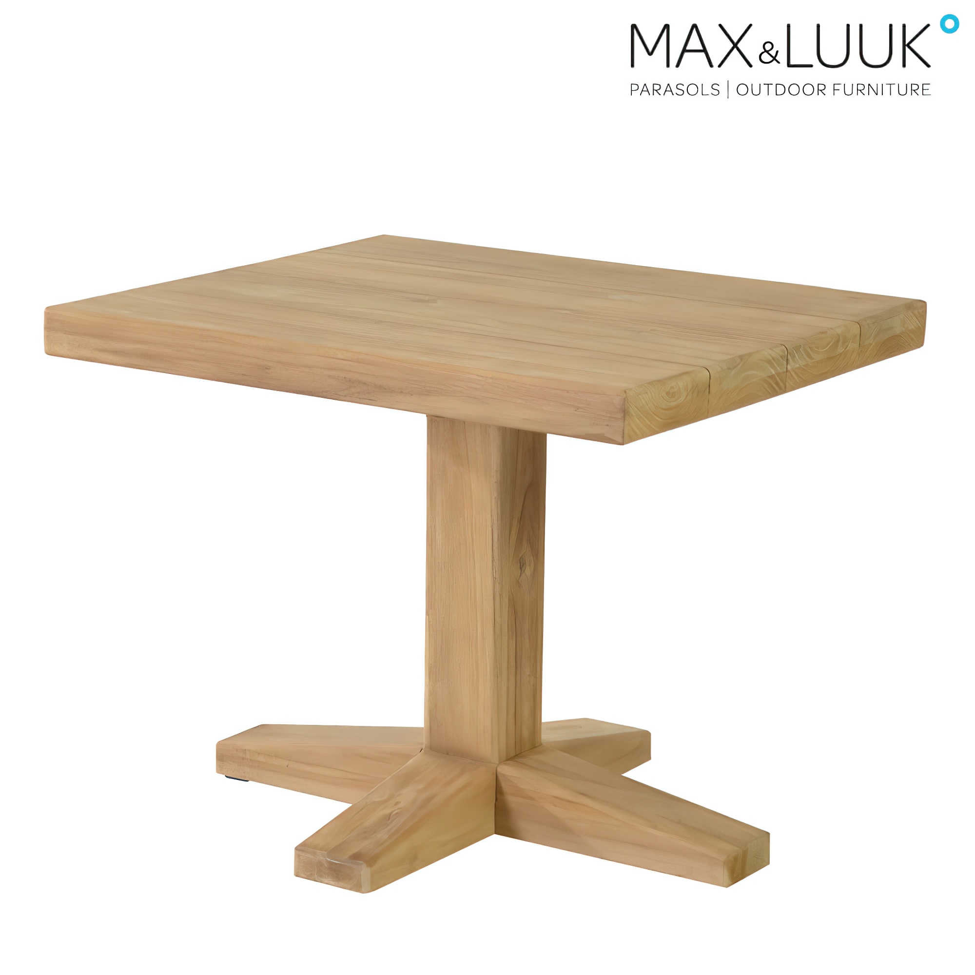 Table de jardin carrée en bois avec pied robuste, mobilier d'extérieur