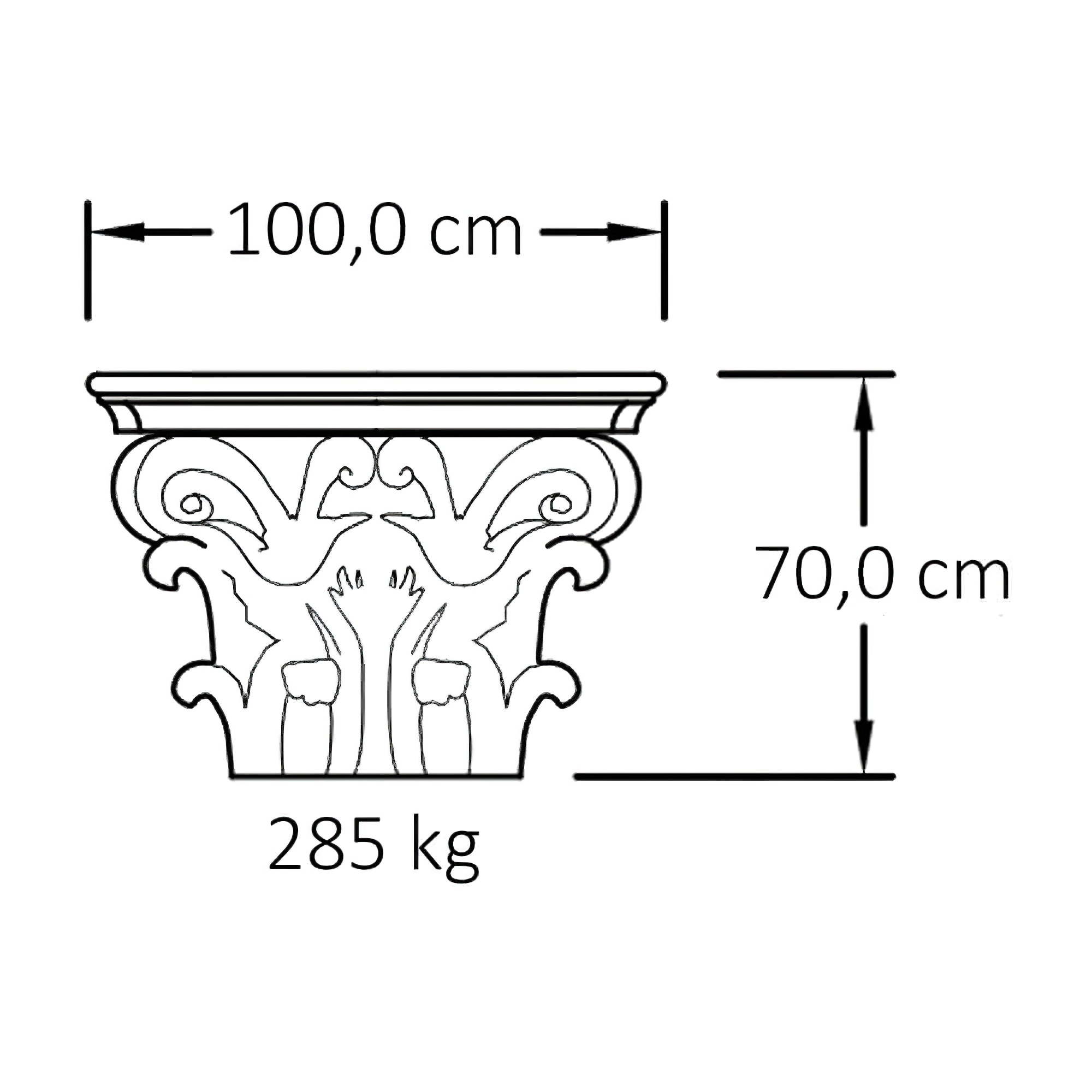 Korinthisches Kapitell aus Stein für runde Säulen - Sigebert / 70x100x100cm (HxBxT) / Sand