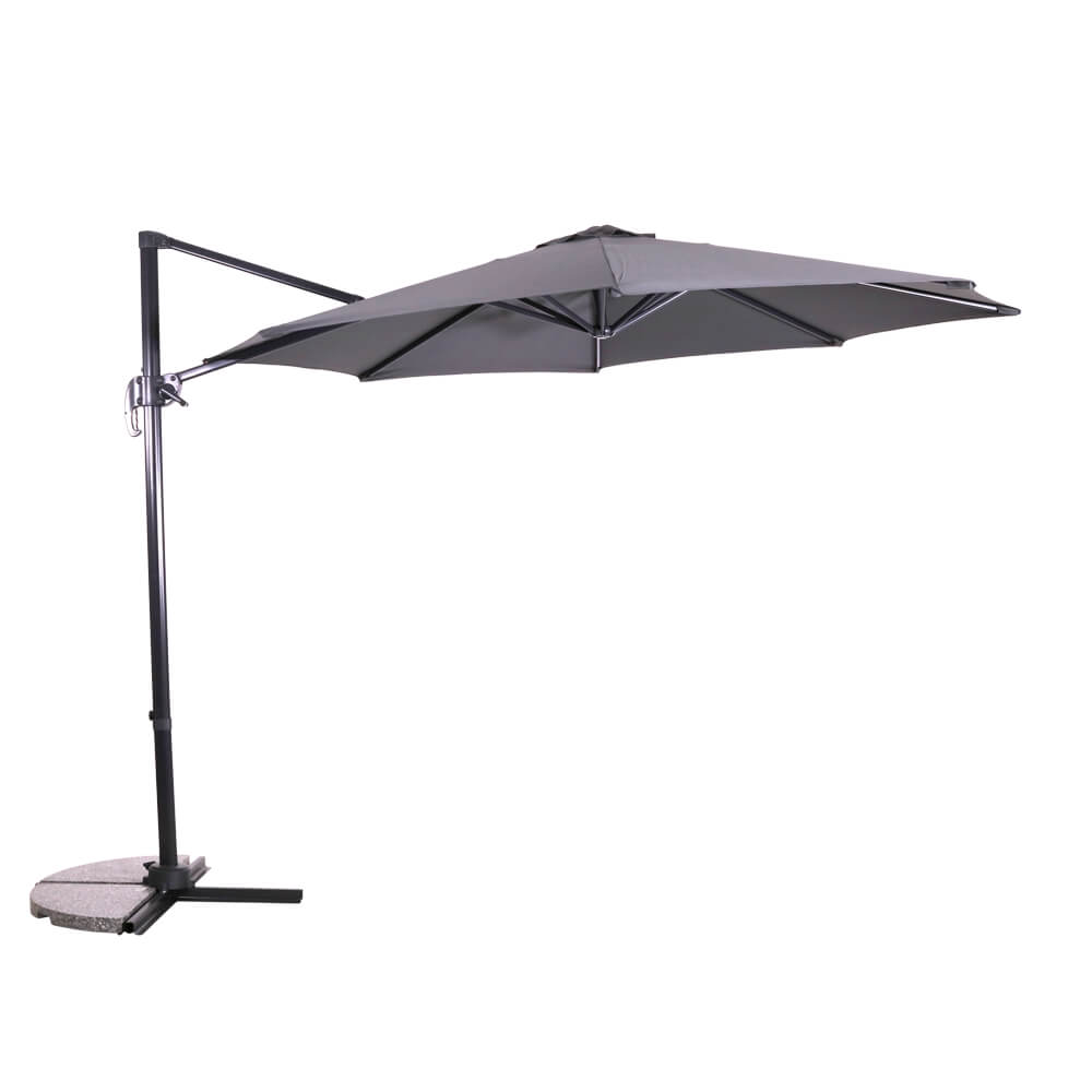 Grande ombrellone grigio con supporto laterale per giardino o terrazza