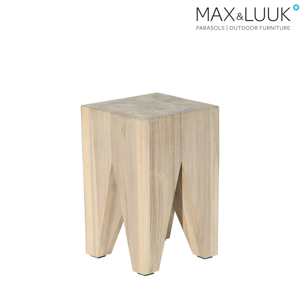 Eckiger Hocker für den Garten oder die Terrasse aus Teakholz - Max & Luuk - Fender Hocker