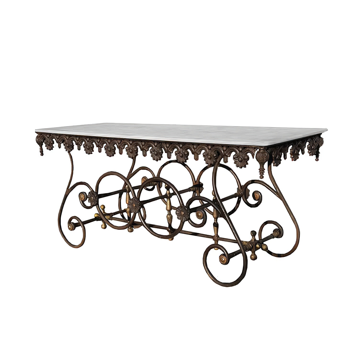 Französischer Metzgertisch mit Marmor antik - Victor