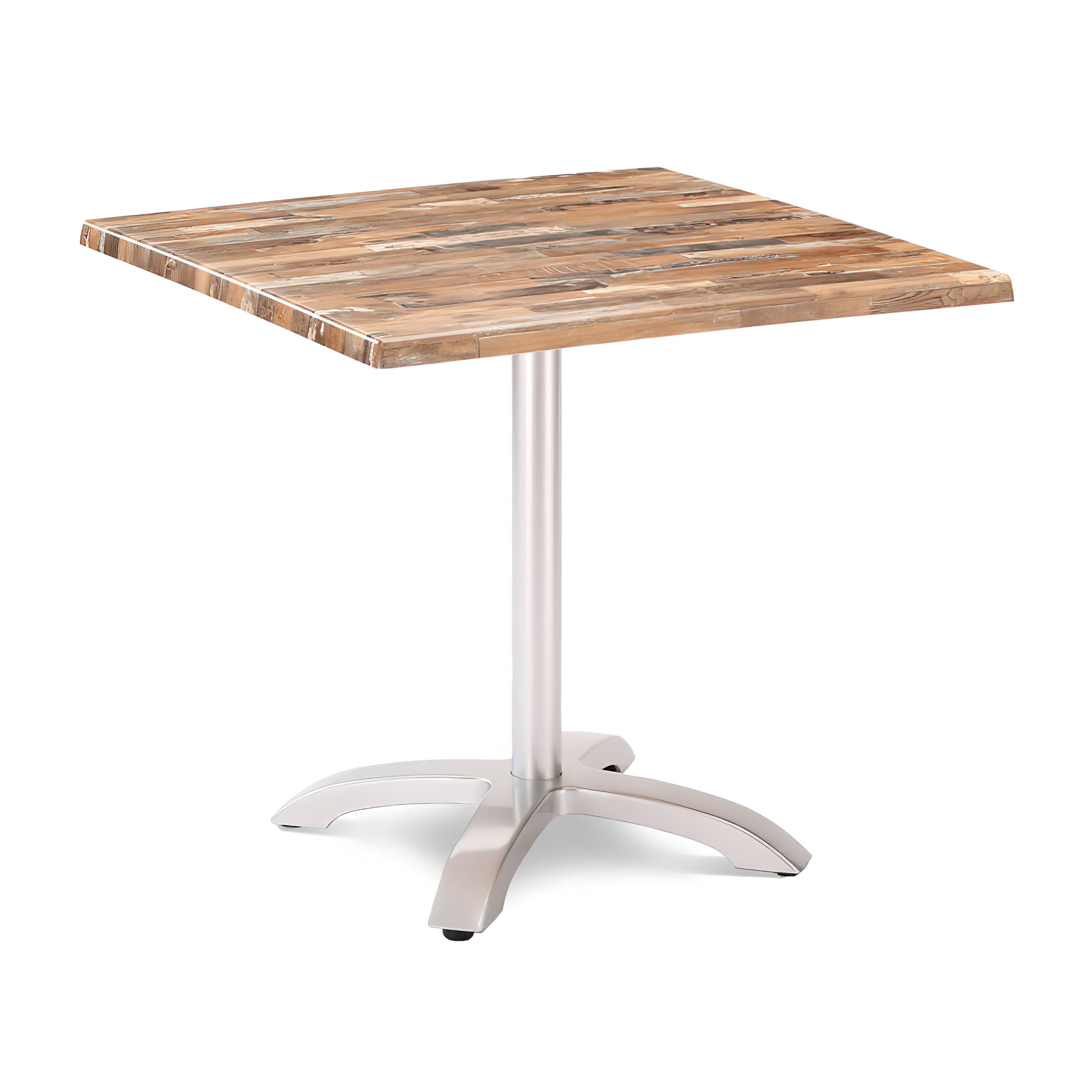 80cm Klapptisch mit Dekor und Silbergestell - Tisch Ligu Silber / mit Holzoptik