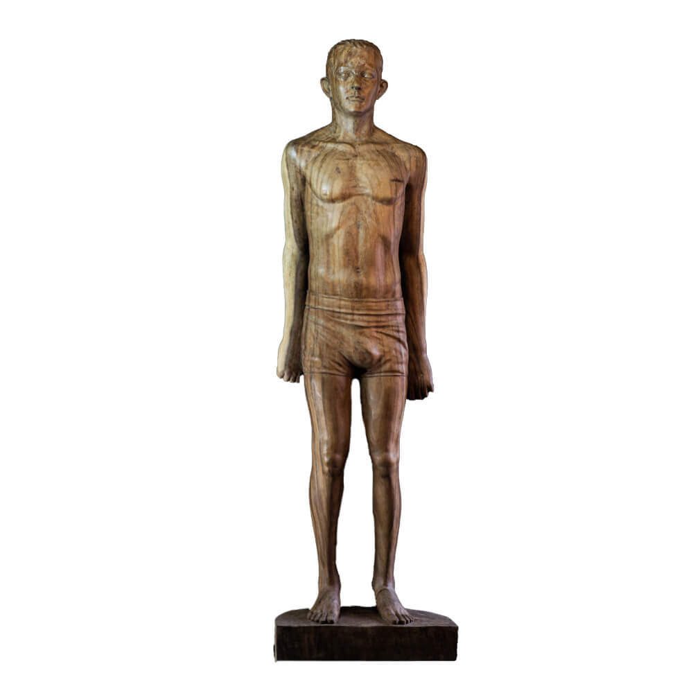 Lebensgroße Männer Skulptur aus Suarholz - handgeschnitzt - Kelili
