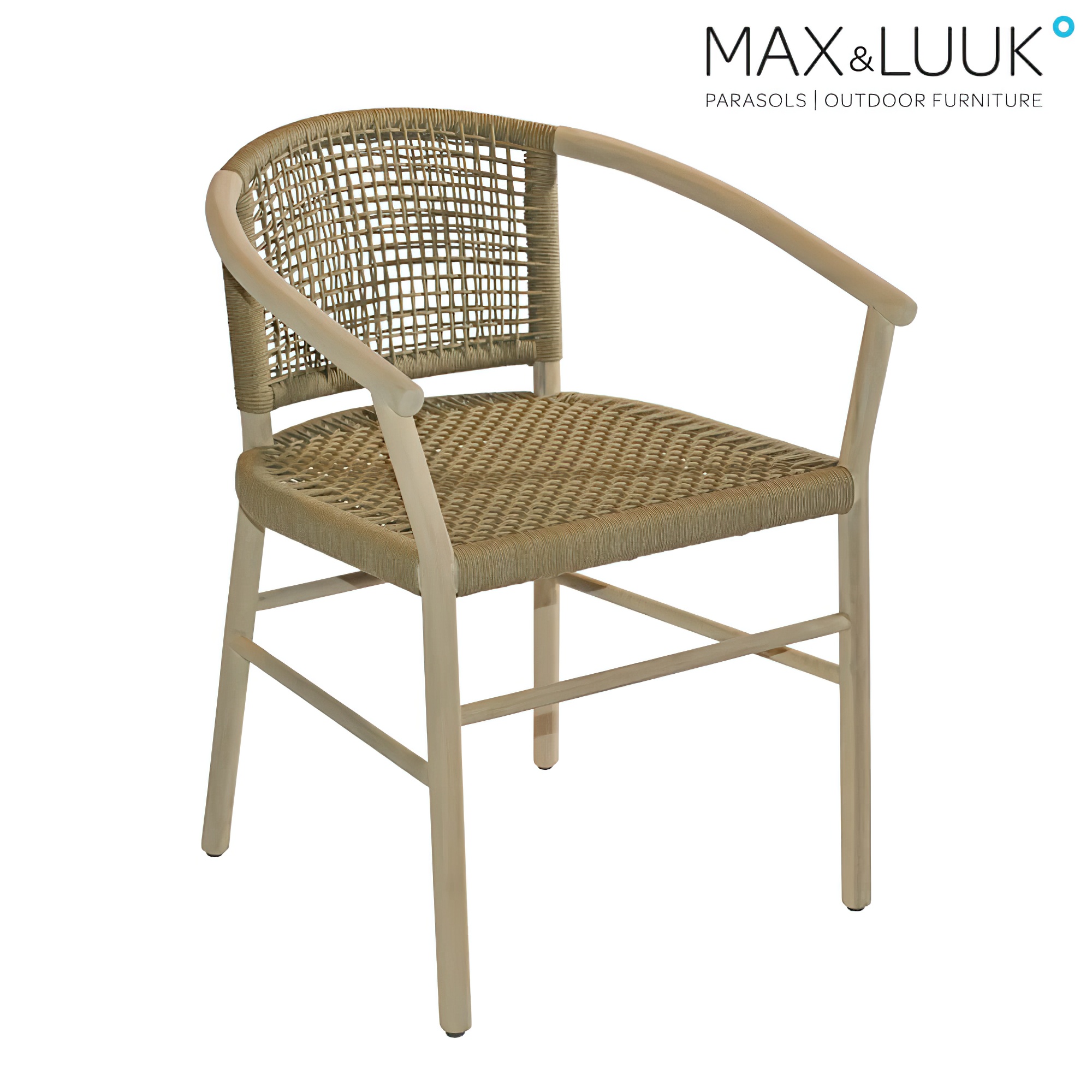 Wetterfester Teakholz Stuhl mit Geflecht von Max & Luuk - Kevin Stuhl / ohne Sitzkissen
