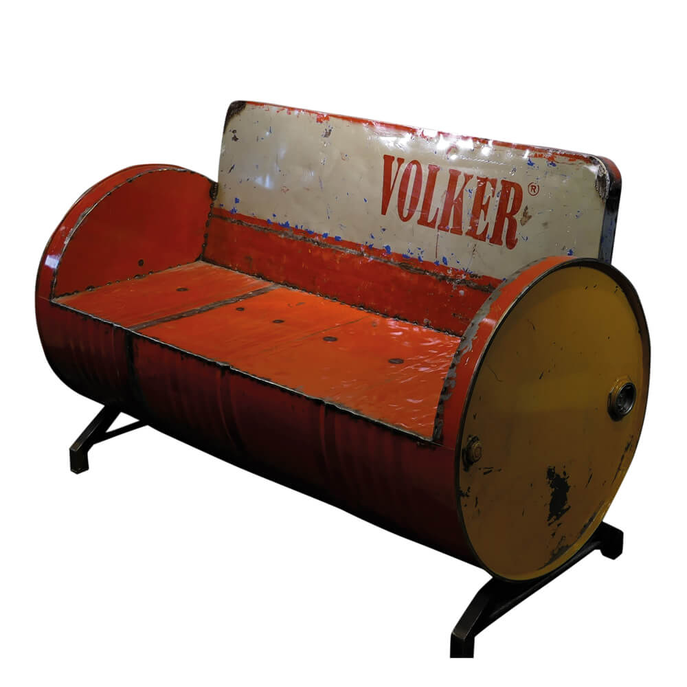 Einzigartiges 2-Sitzer Sofa aus upcycelten Ölfässern im Pop-Art Stil - Sofa Luana