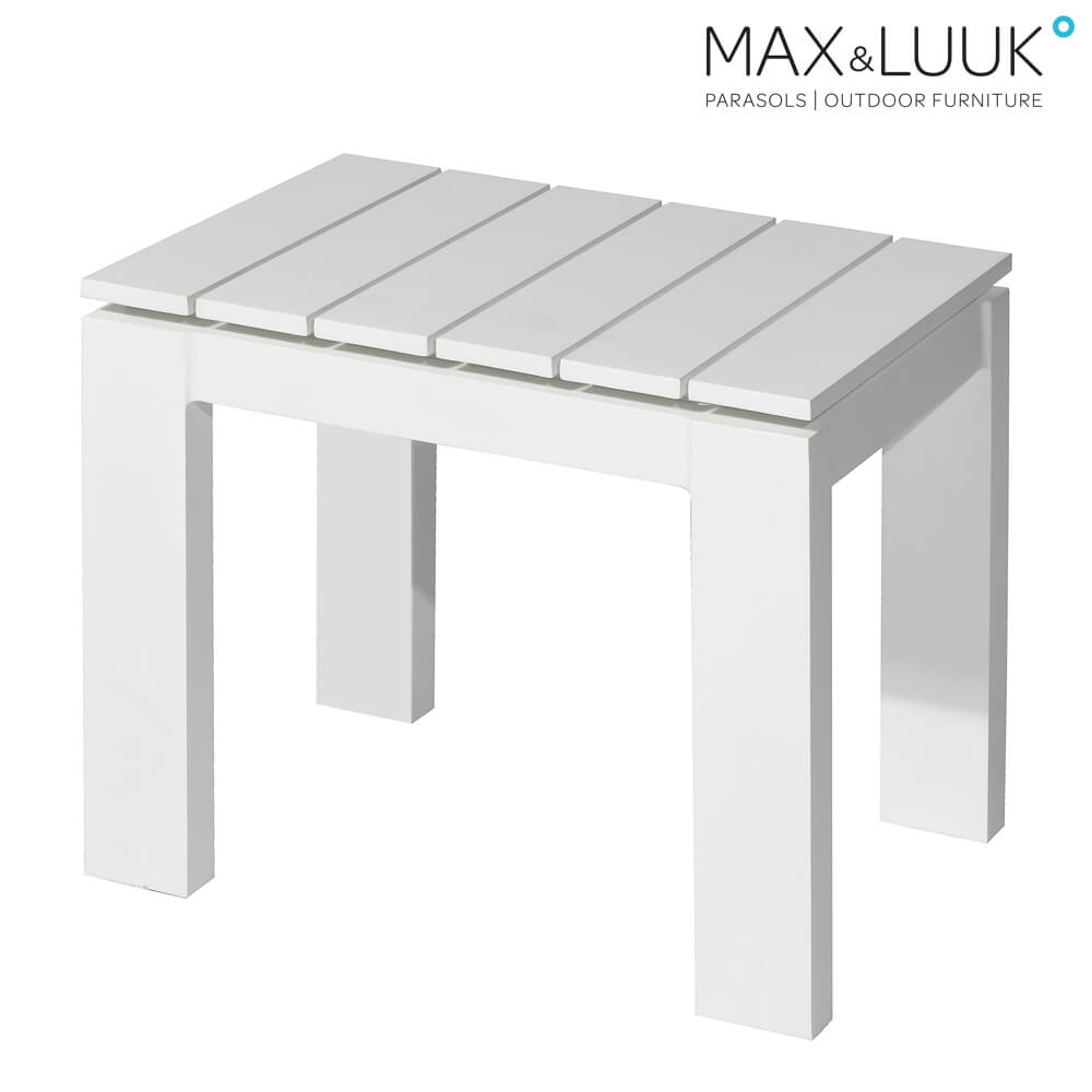 Table de jardin carrée blanche en bois, design moderne, MAX&LUUK