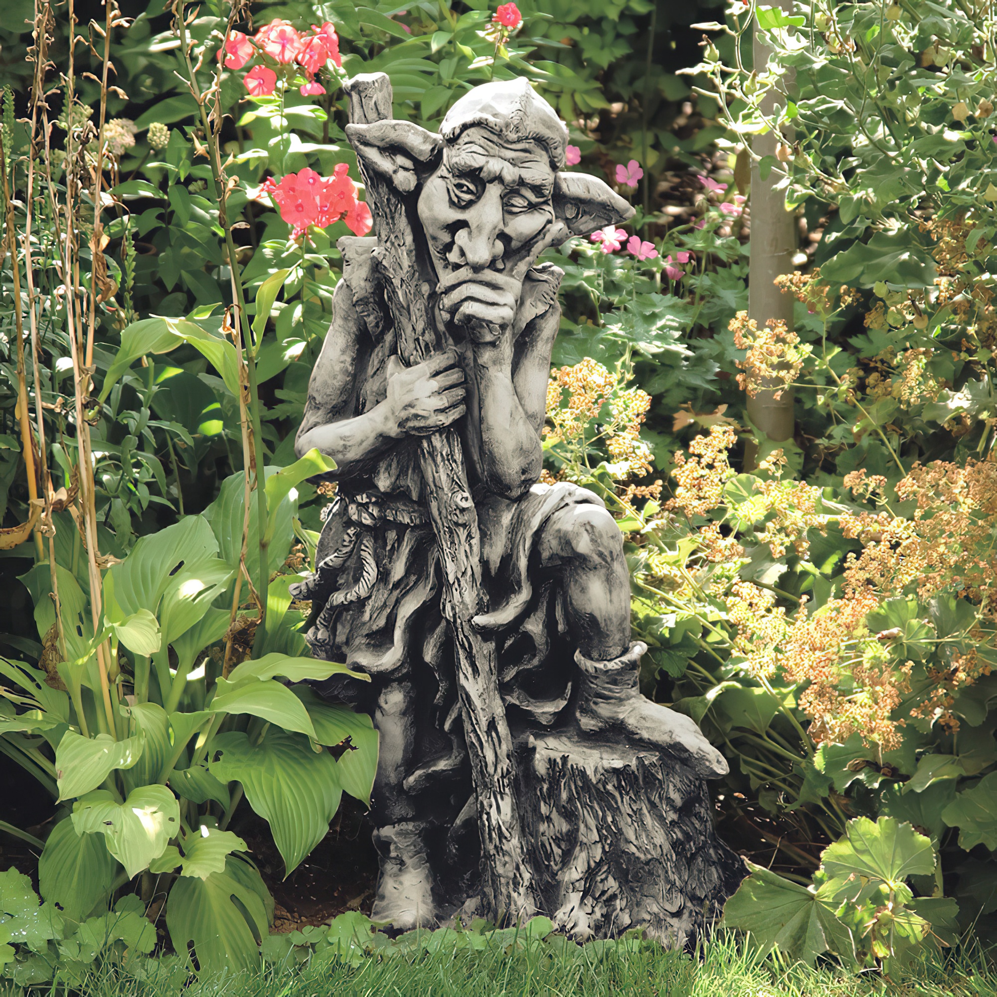 Mystischer Steinguss Gartenkobold - Adalram