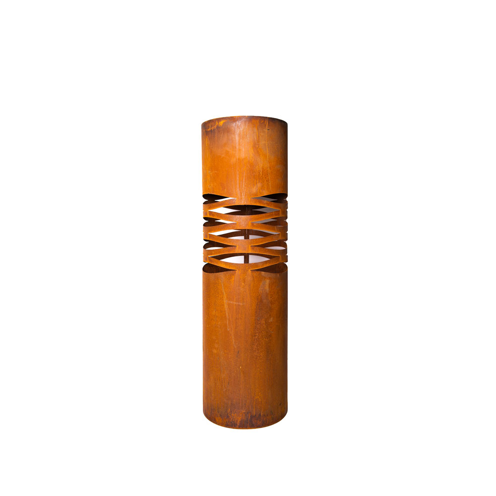 Runde Dekosäule aus Rostmetall mit Schlitzen für Dekofiguren - Pellegrino