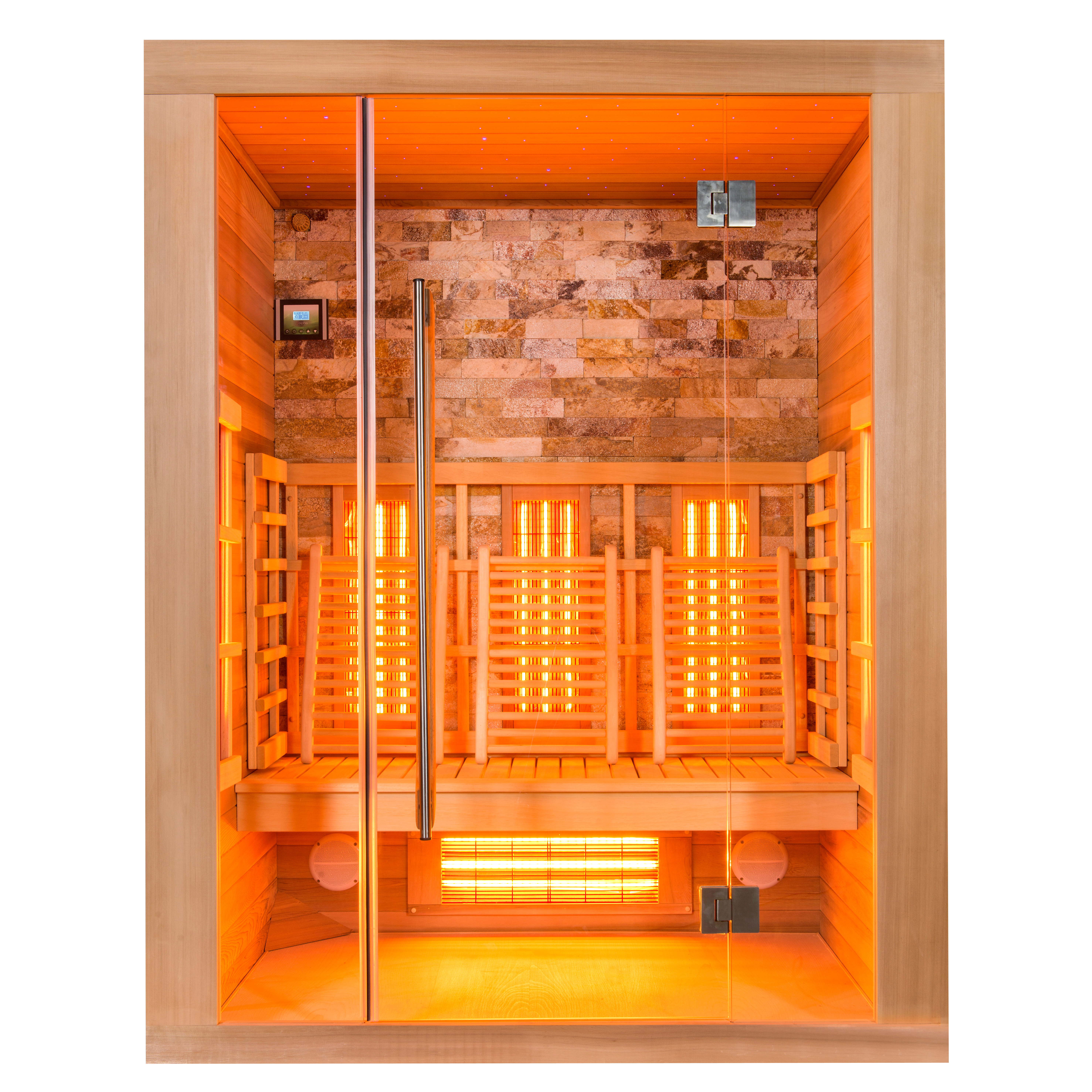 Luxus Infrarotkabine mit Natursteinwand und LED-Sternenhimmel für daheim - Mena / für eine Person