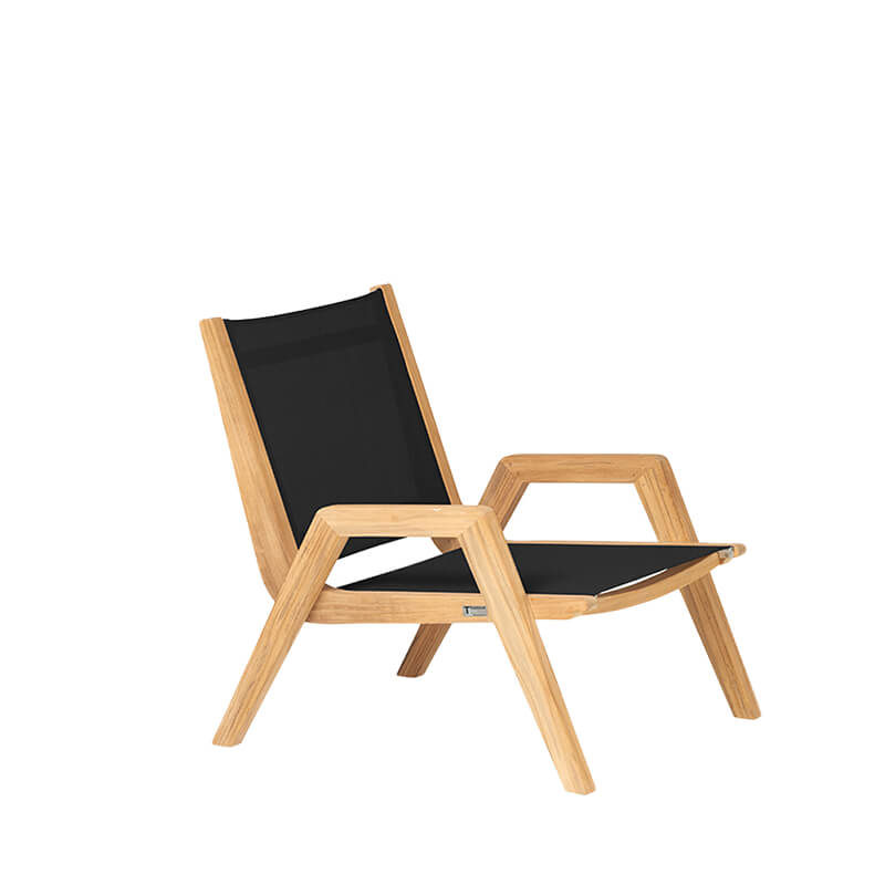 Bequemer Lounge-Sessel aus Teakholz für den Garten - Harriett Loungechair / Schwarz