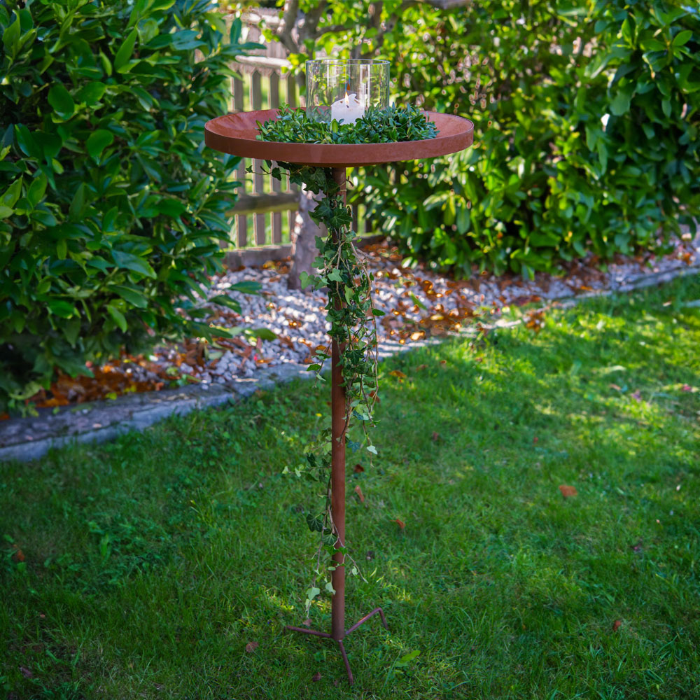 Runder Design Gartentisch aus Edelrost zum Stecken - Tavolo Portatile