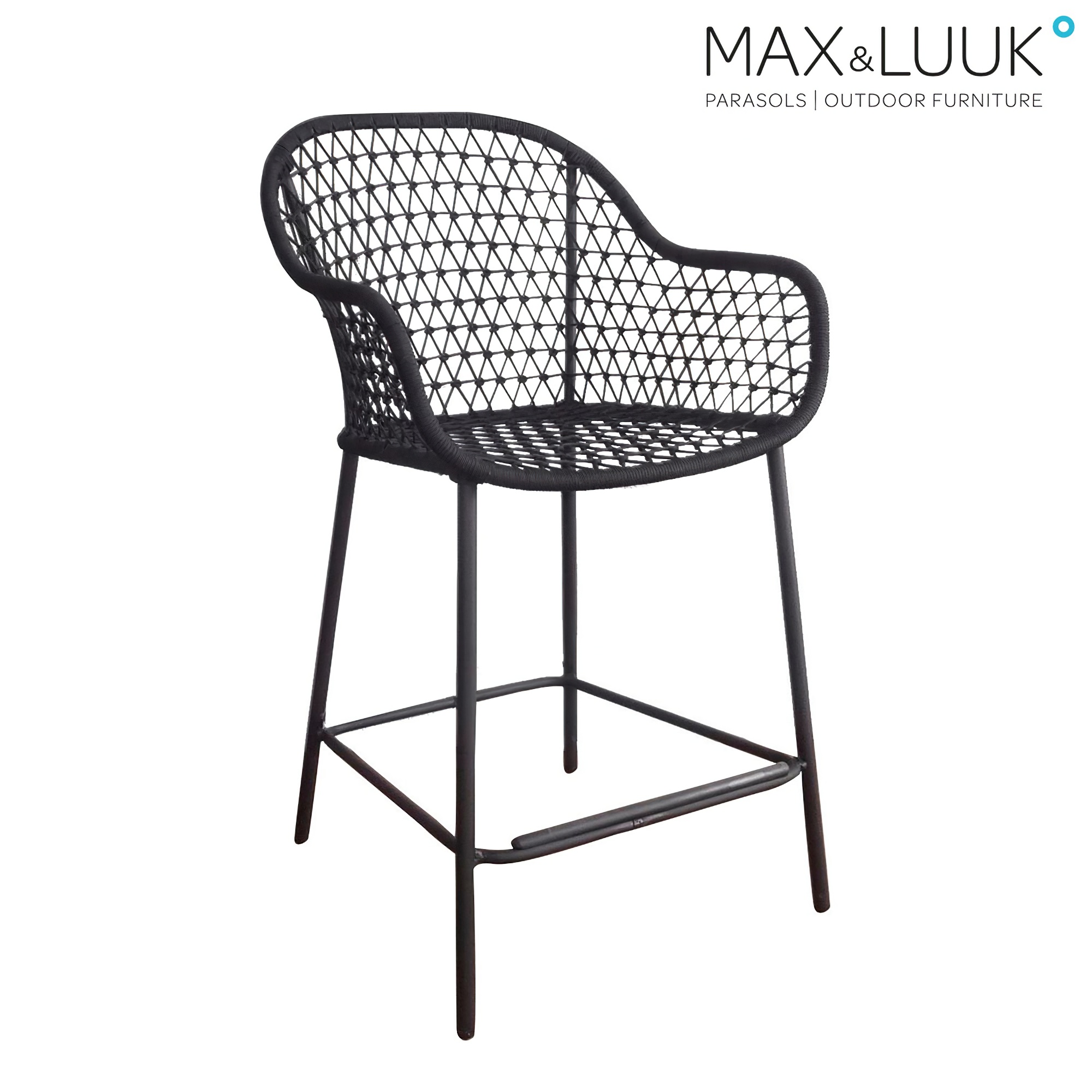 Hoher Geflecht Gartenstuhl aus Aluminium von Max & Luuk für den Outdoor Essbereich - Anna Stuhl / ohne Sitzkissen