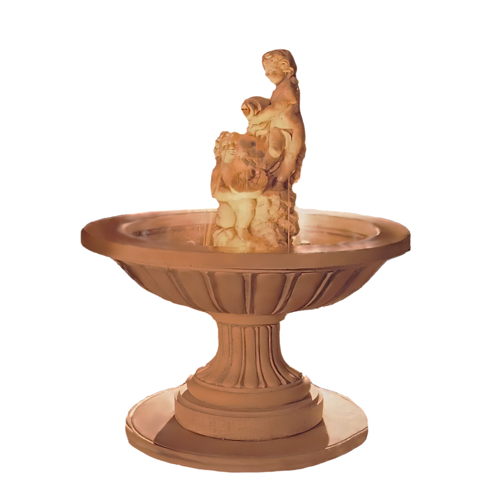 Gartenbrunnen aus Steinguss mit dekorativer Putten Skulptur - Gianpiero / Etna