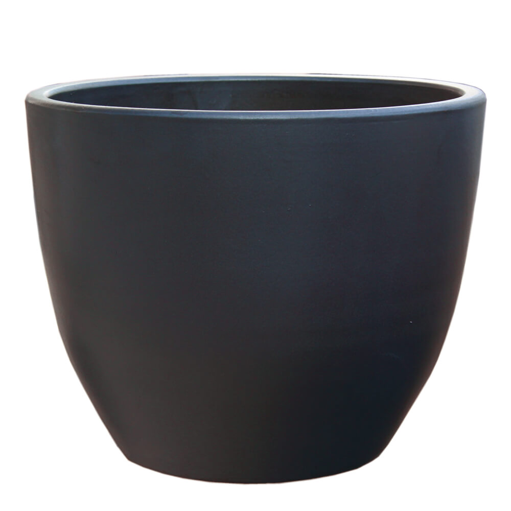 Pot de plantation noir simple en céramique pour jardin ou terrasse