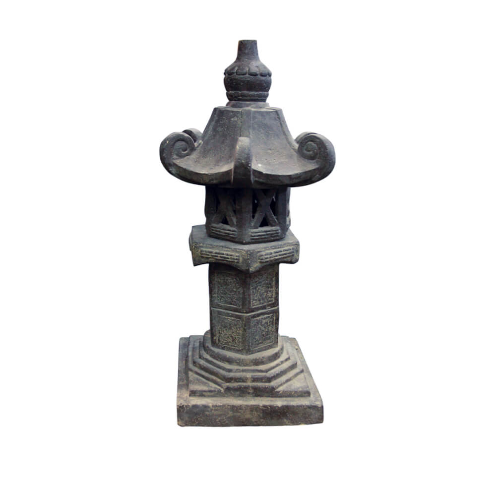 Japanische Steinlaterne als Gartendeko aus Steinguss - Raito / 120x40x40cm (HxBxT)