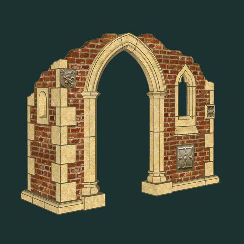 Arco decorativo in pietra e mattoni per un effetto decorativo esterno