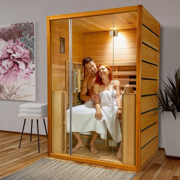 Infrarotkabine mit Glasfront - 2 Personen - max. 70°C - aus Zedernholz - Indoor - Kilauea