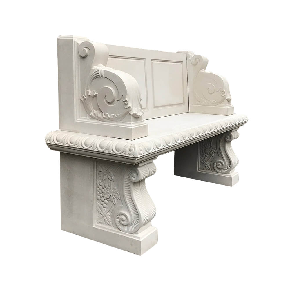 2-Sitzer Steinbank mit floralen Ornamenten - Hales Hall / Sand