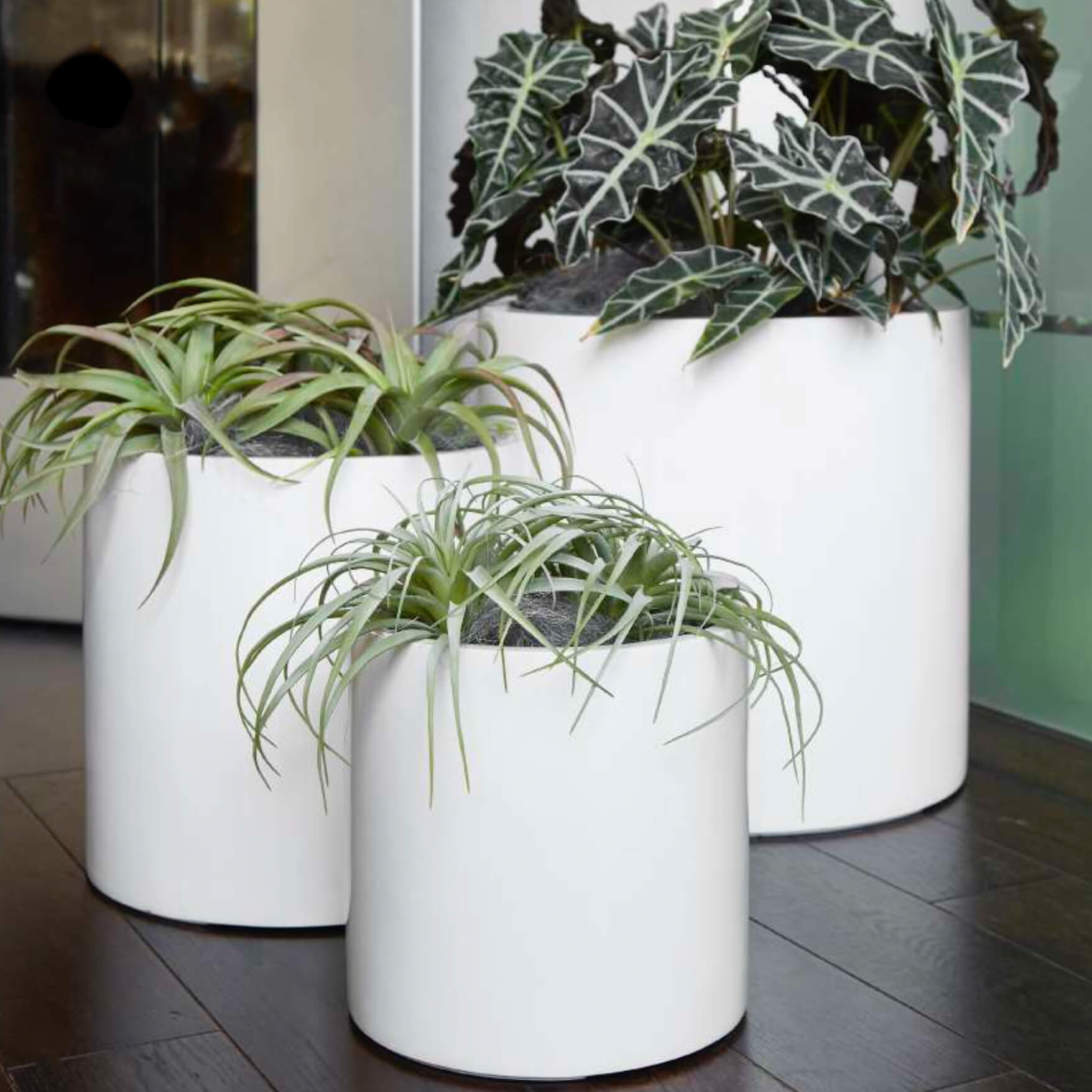 Weiße Pflanztöpfe im 3er Set - Polystone - modern - Mondavio